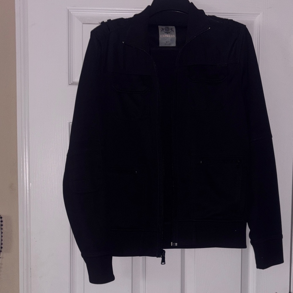 Express Black Lightweight Zip-Up Shirt Jacket